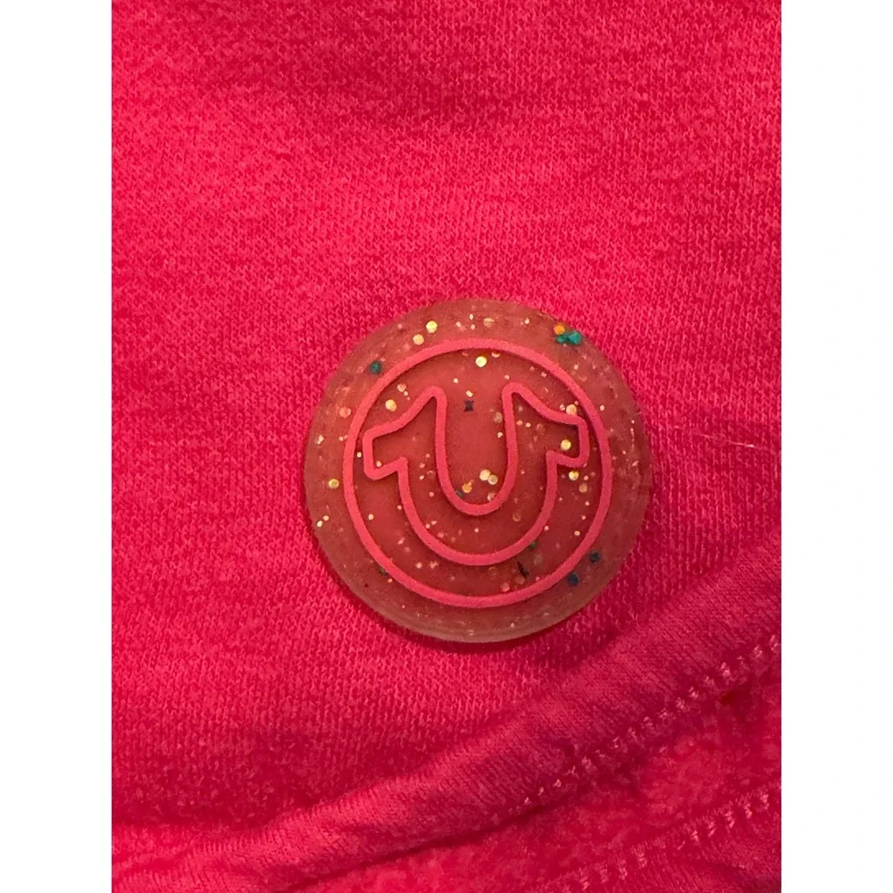 True Religion Shorts Girls L(6X) Pink Sweat Shorts Horseshoe Logo Dolphin Hem